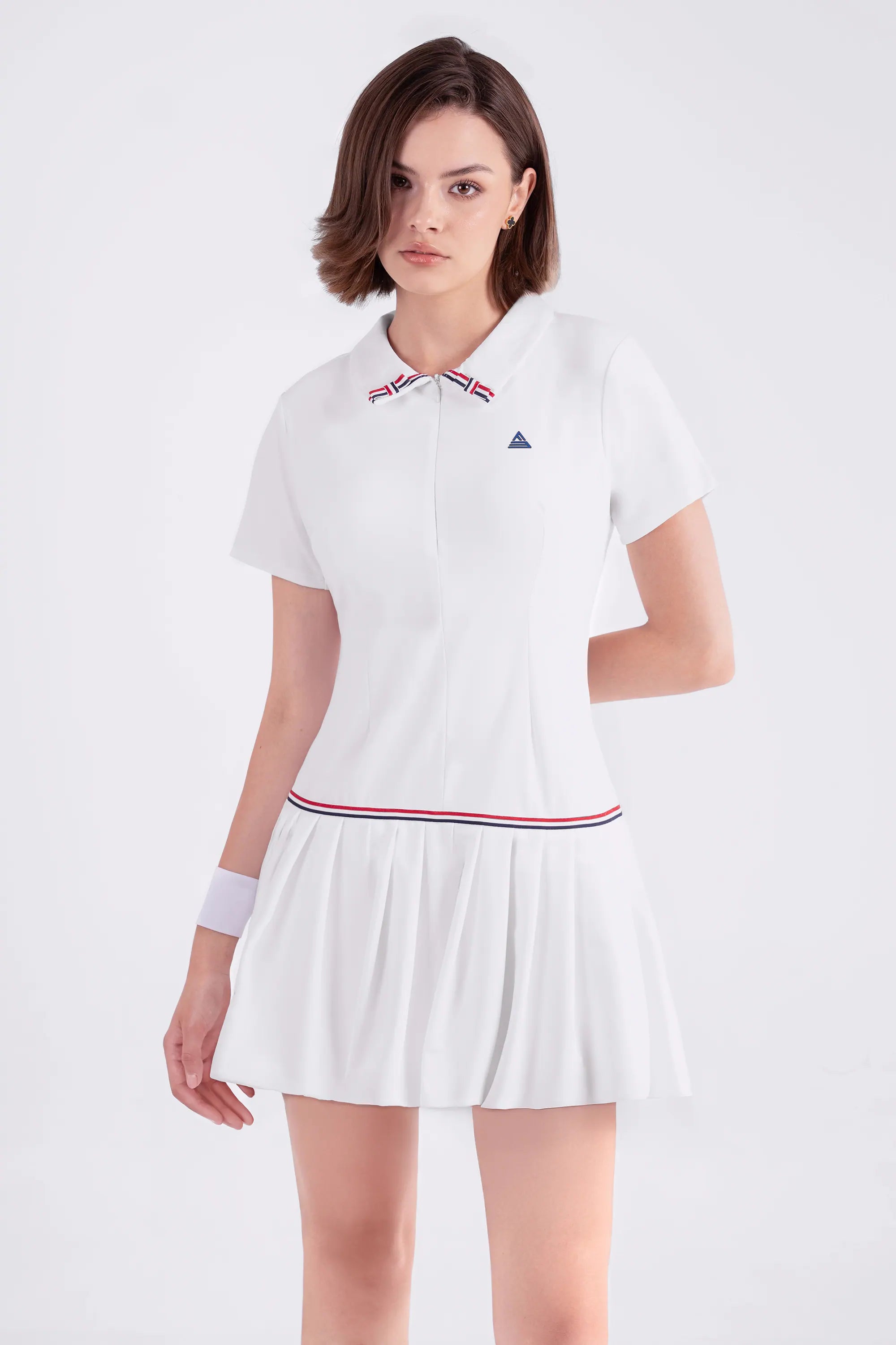 Tennis Dress Zip Pleated JOLIE - White/Red