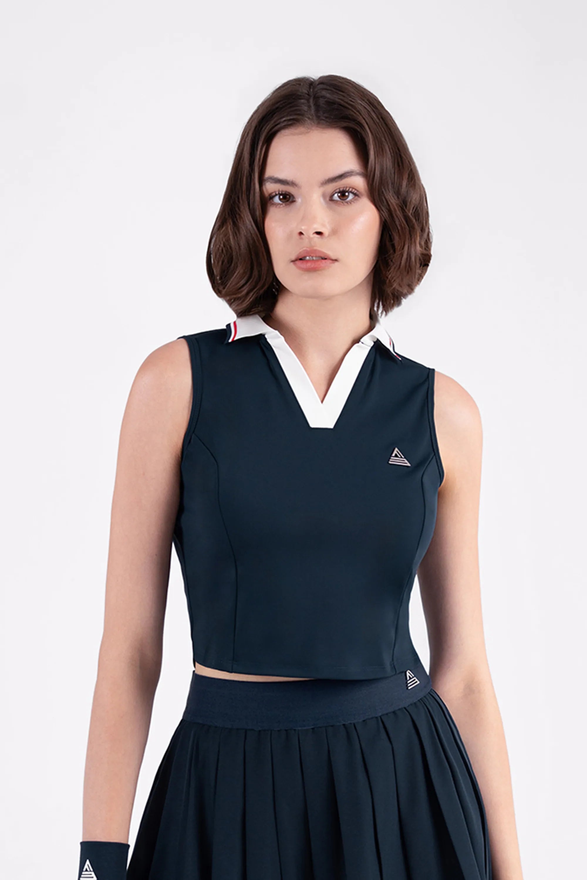 Tennis Polo V-Neck Sleeveless LAME - Navy/Red