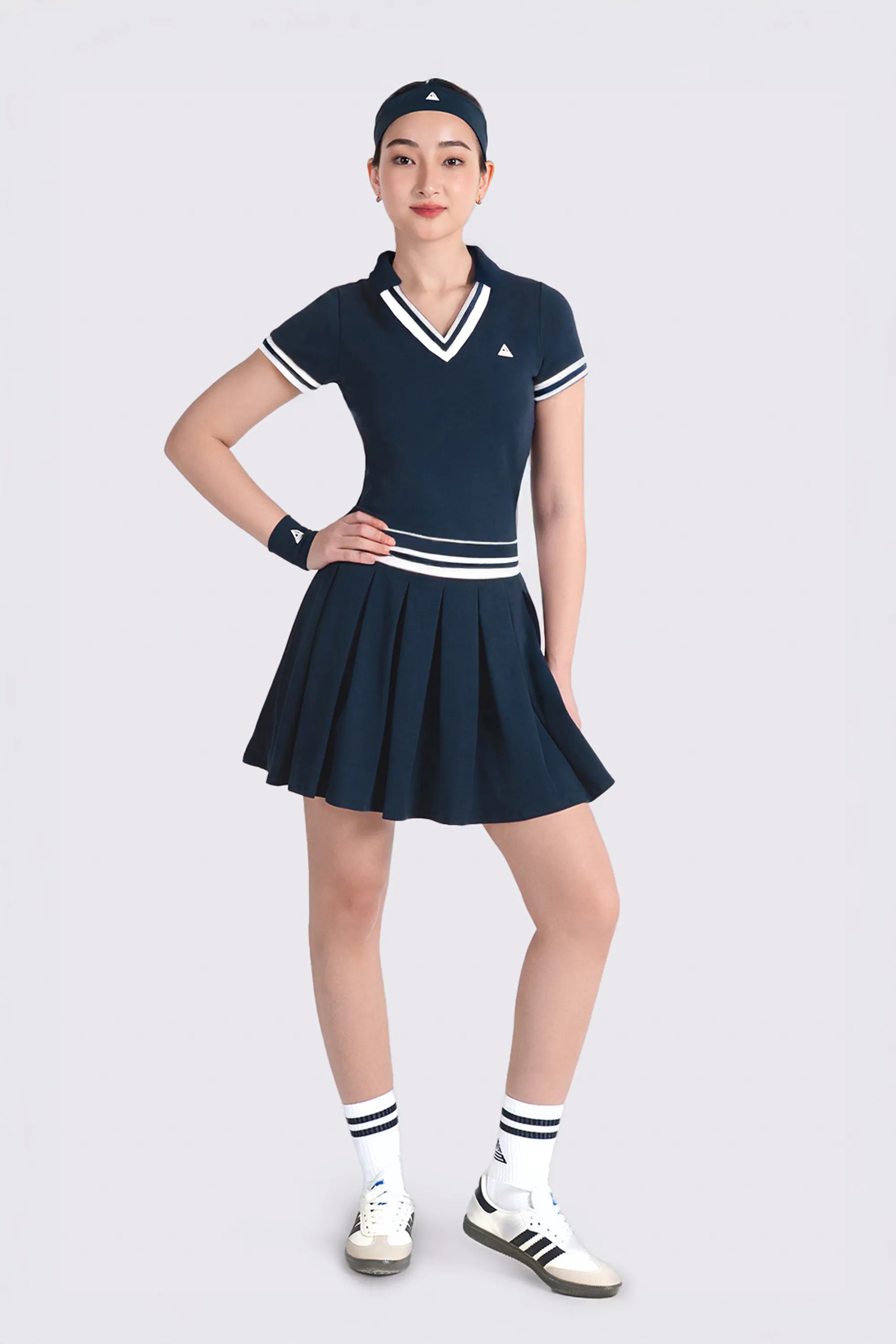 Tennis Dress Pleated V-Neck GLORY - Blazer Navy