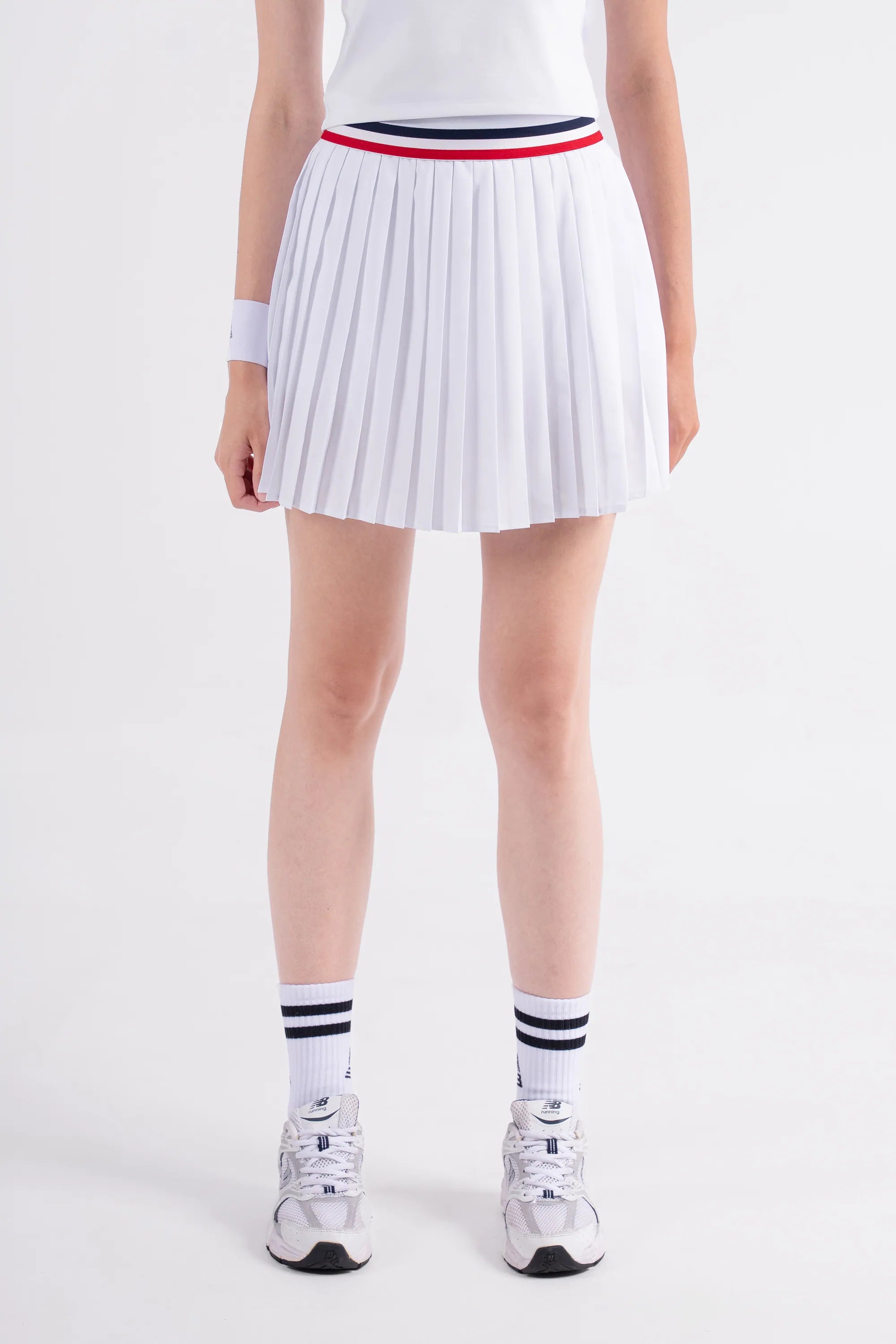 Tennis Skirt Pleated FLEUR - White/Red