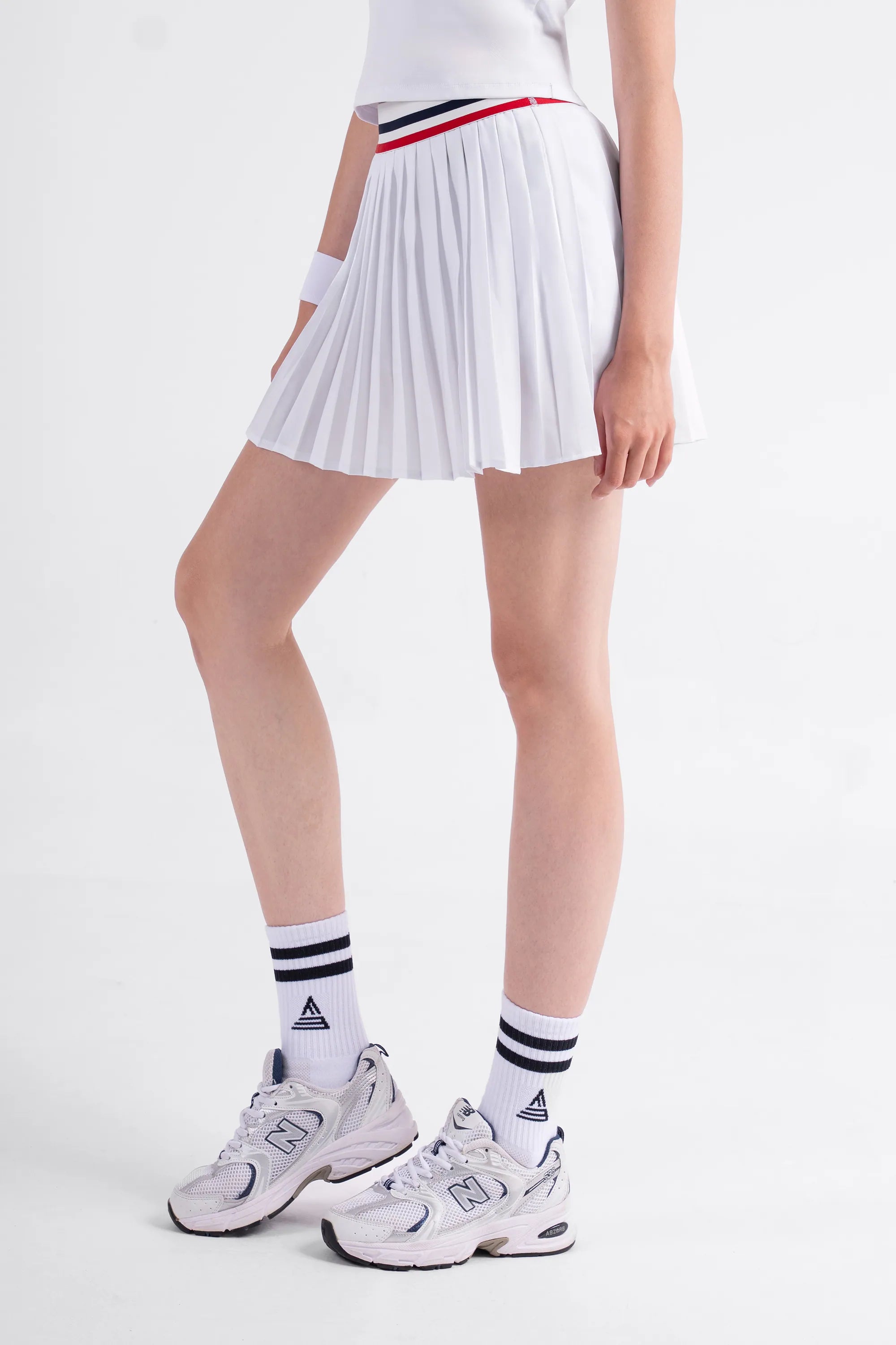 Tennis Skirt Pleated FLEUR - White/Red