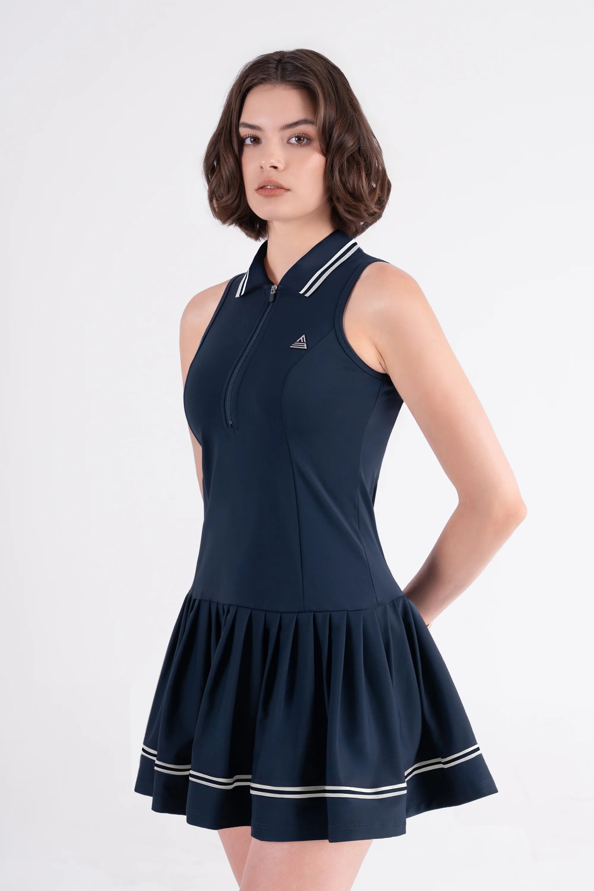 Tennis Dress Sleeveless Pleated LIBRE - Blazer Navy