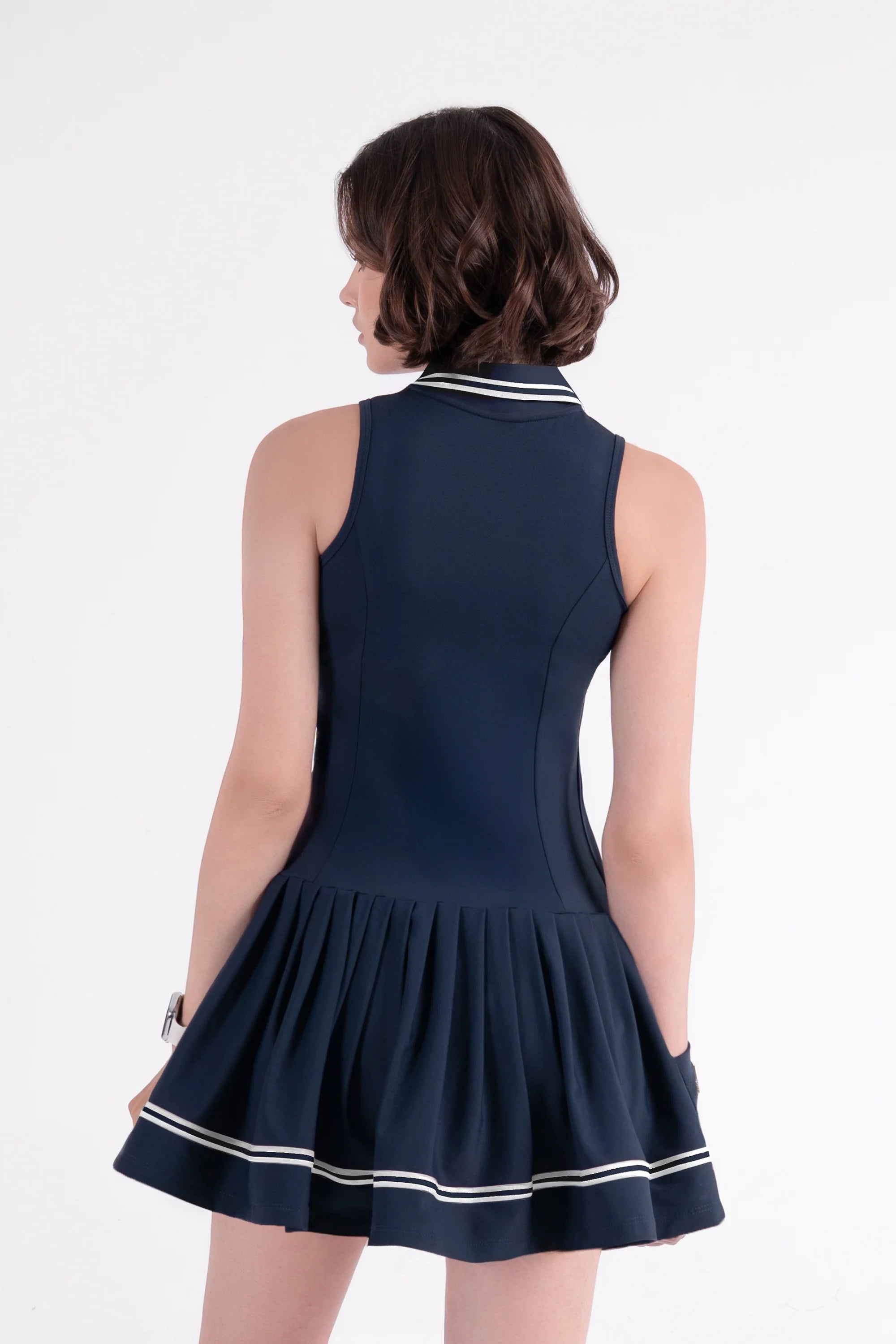 Tennis Dress Sleeveless Pleated LIBRE - Blazer Navy