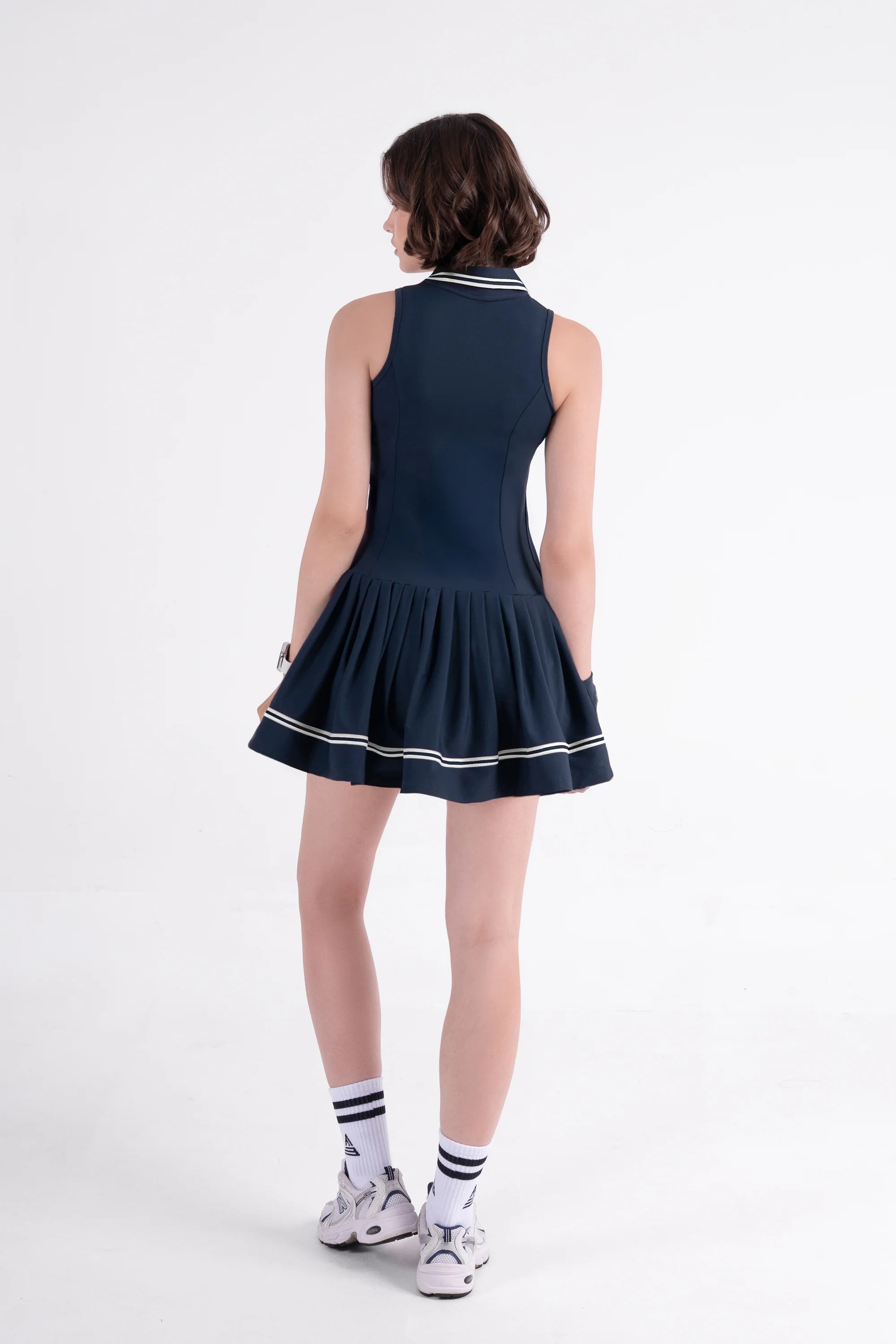 Tennis Dress Sleeveless Pleated LIBRE - Blazer Navy