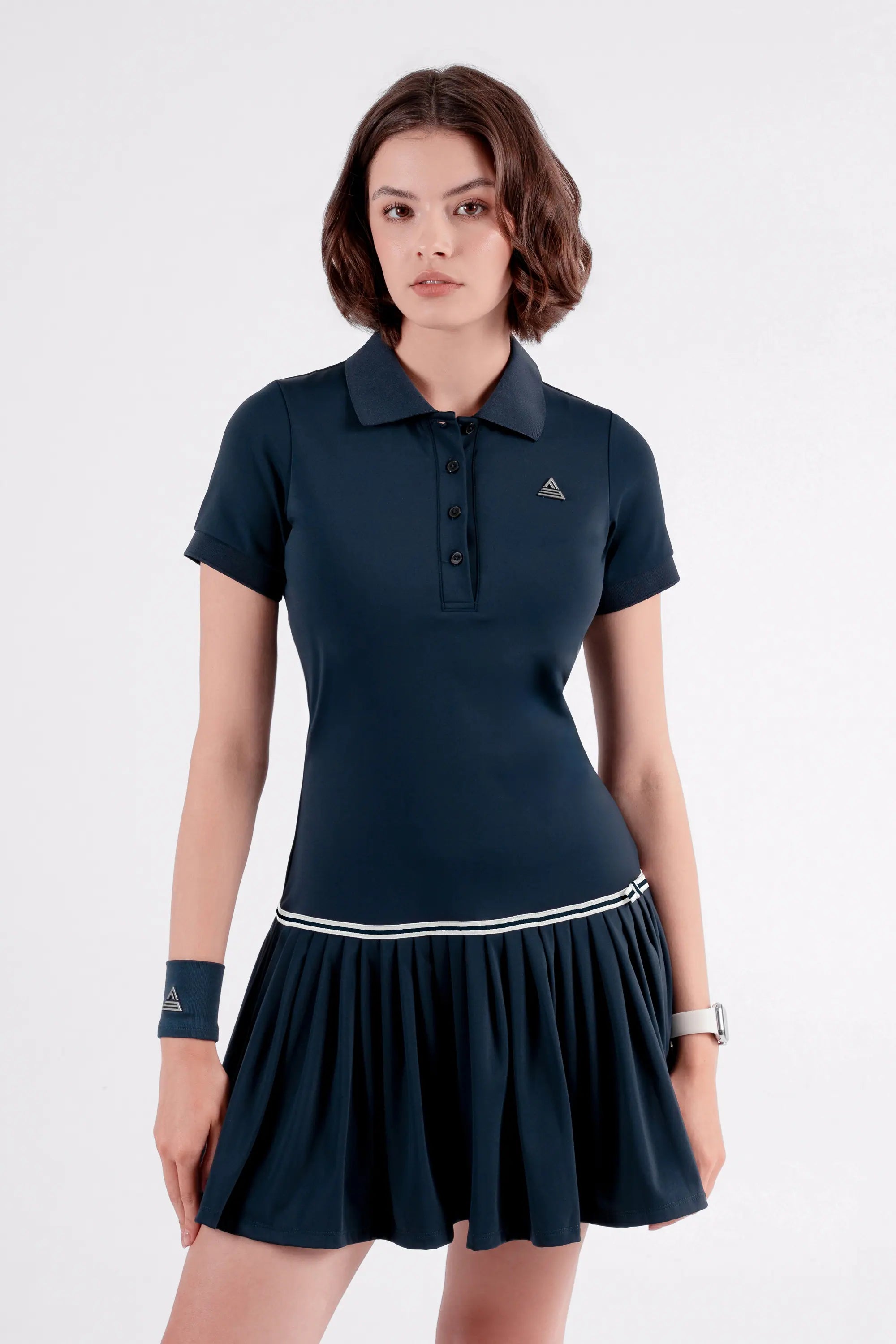 Tennis Dress Pleated Button FLAIR - Blazer Navy