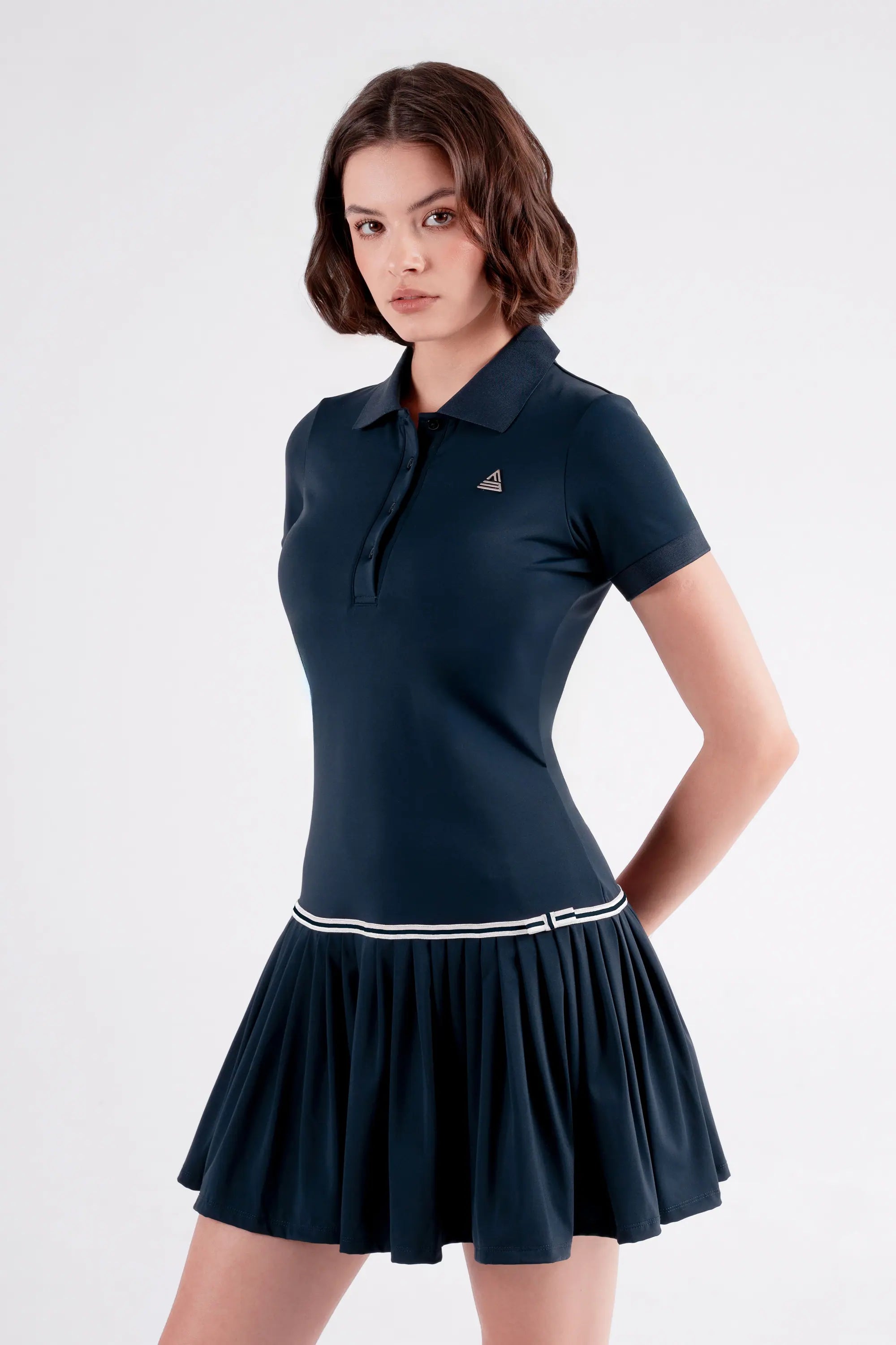 Tennis Dress Pleated Button FLAIR - Blazer Navy
