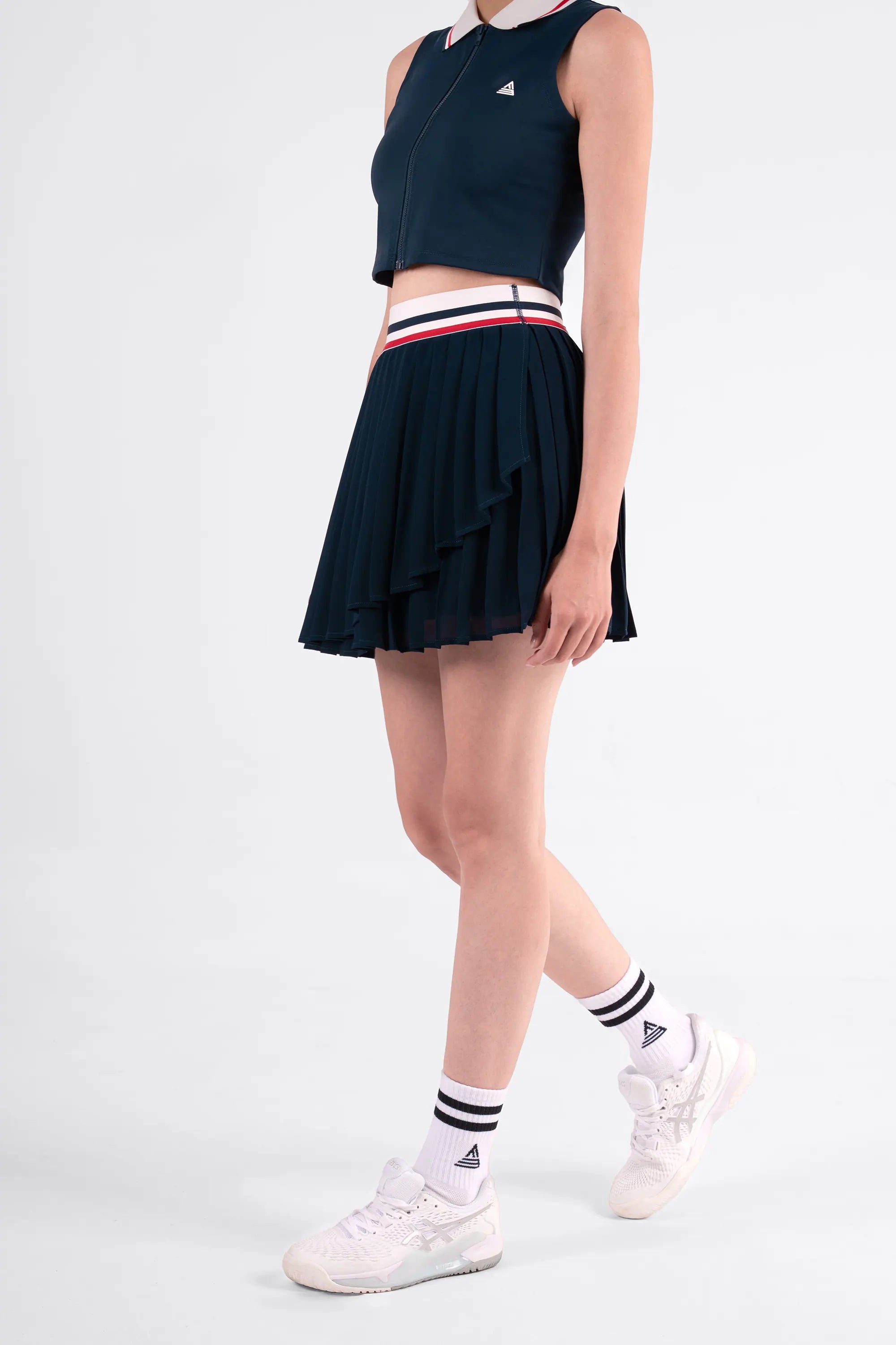 Tennis Skirt 3-Layer Pleated SOLEIL - Navy/Red