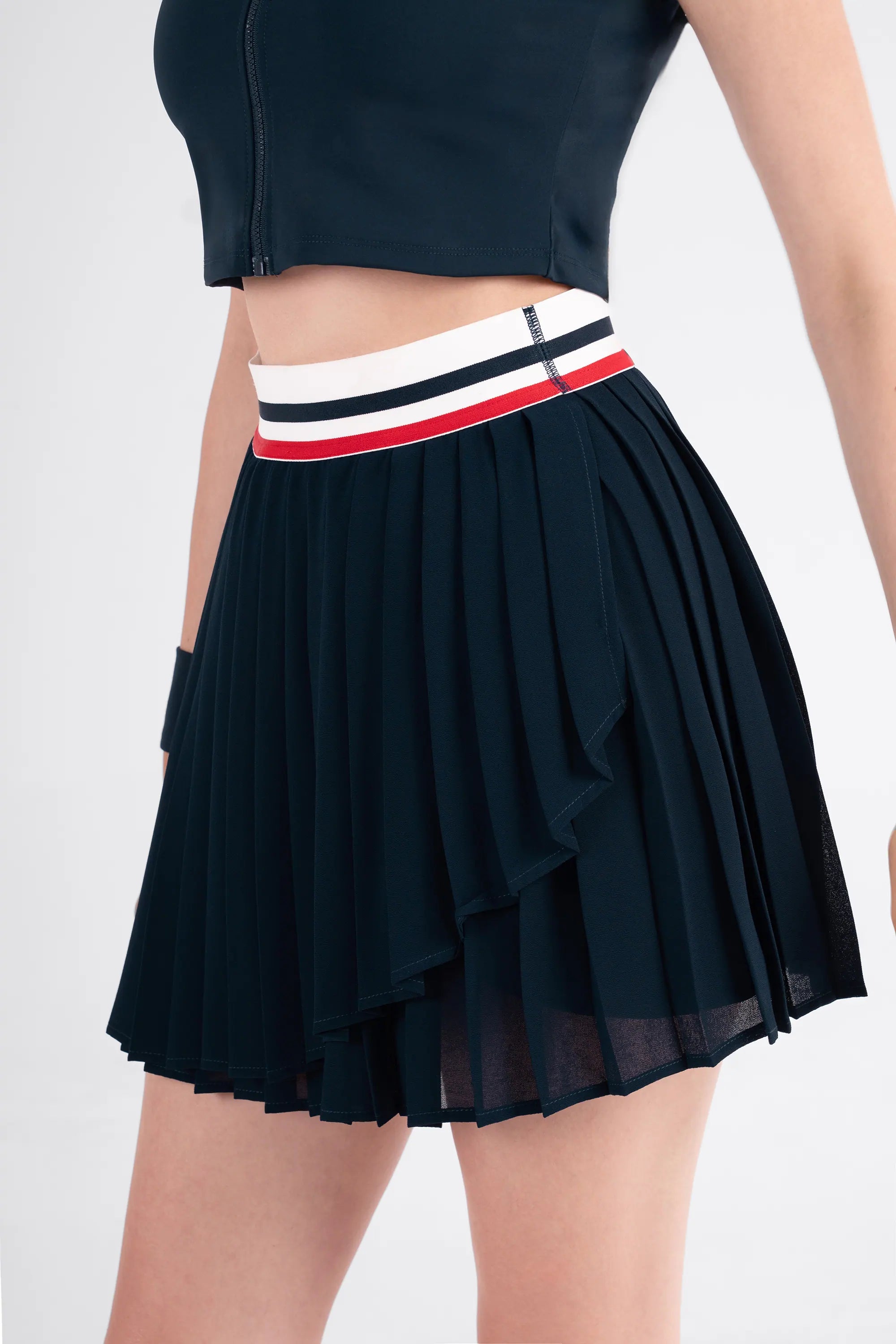 Tennis Skirt 3-Layer Pleated SOLEIL - Navy/Red