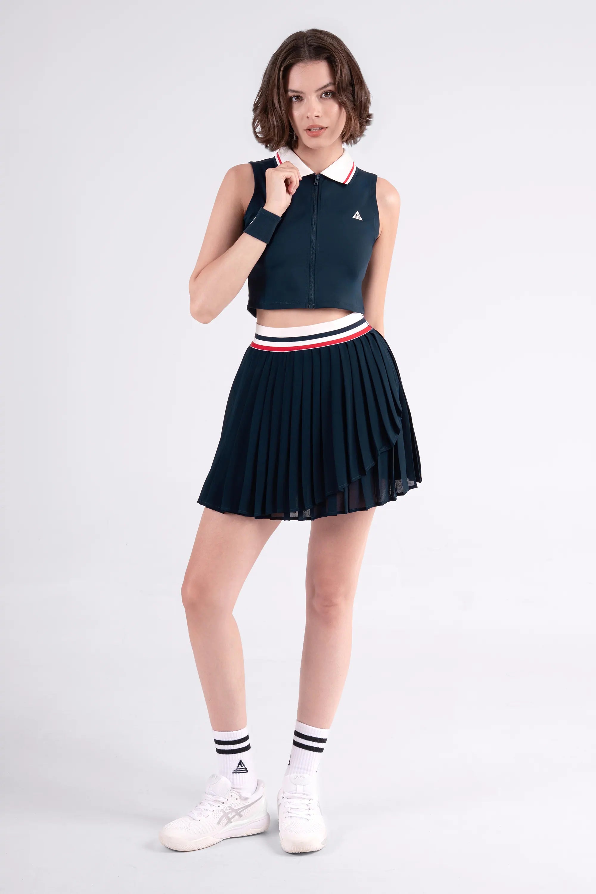 Tennis Skirt 3-Layer Pleated SOLEIL - Navy/Red