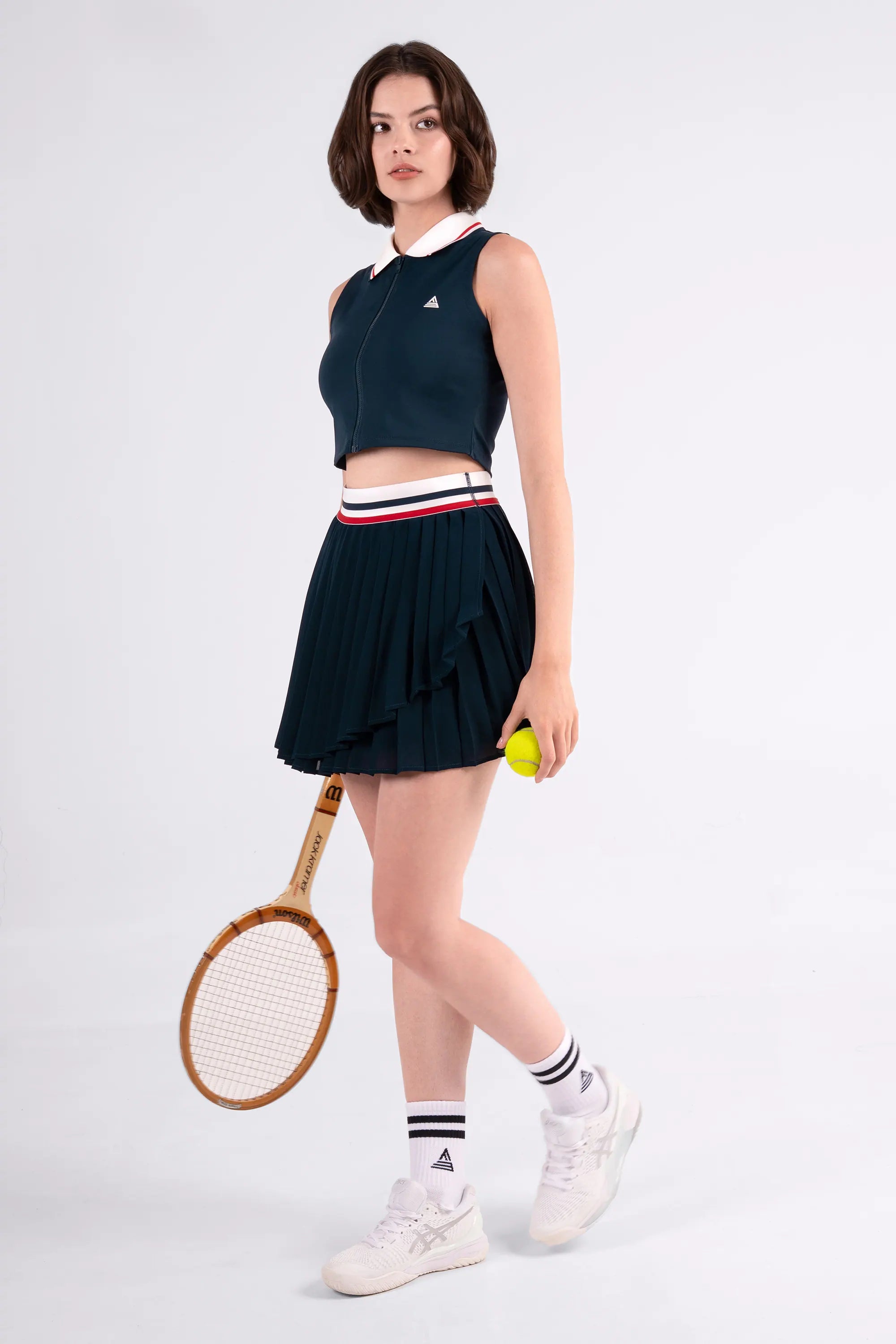 Tennis Skirt 3-Layer Pleated SOLEIL - Navy/Red